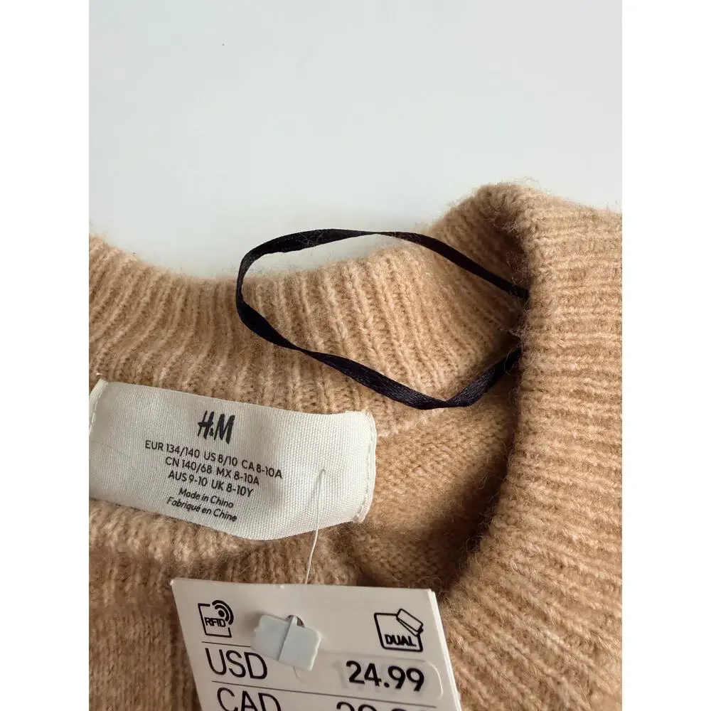H&M Girls Beige Fine-Knit Cardigan - New with Tags! 8/10 - Picture 4 of 4